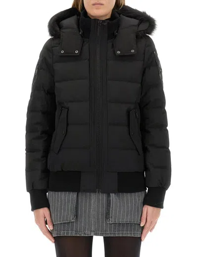 Moose Knuckles Padded High Collar Jacket In Black