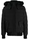 Moose Knuckles Quilted Down Jacket With Fur-trimmed Hood And Front Zipper In Black