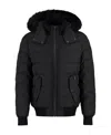 Moose Knuckles Quilted Down Jacket With Fur-trimmed Hood And Front Zipper In Black