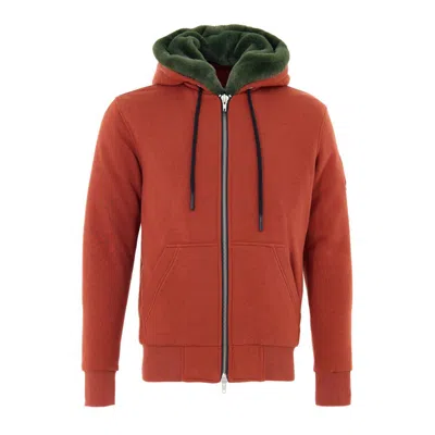 Moose Knuckles Orange Cotton Hoodie In Red