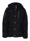 Moose Knuckles Forrestville Black Down Jacket With Fixed Hood And Logo Patch On The Sleeve In Cotton Blend Man In Black