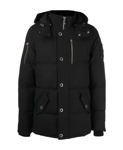 Moose Knuckles Knowlesville Down Jacket In Black With Natural Shearling 1001