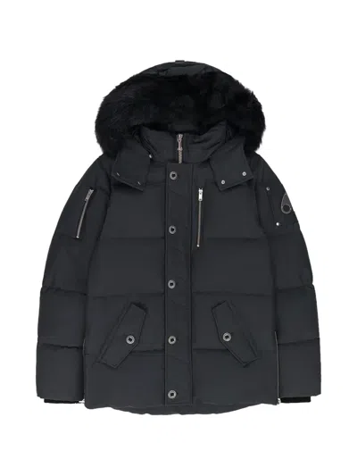 Moose Knuckles Original 3q Fur-trim Down Jacket In Schwarz