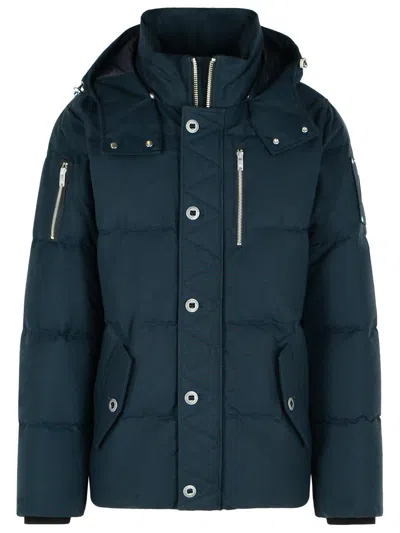 Moose Knuckles 'original 3q' Navy Cotton Blend Down Jacket In Green