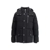 Moose Knuckles Forrestville Black Down Jacket With Fixed Hood And Logo Patch On The Sleeve In Cotton Blend Man In Black