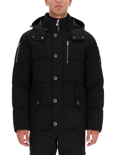 Moose Knuckles High-collar Padded Jacket With Detachable Hood And Adjustable Cuffs In Black