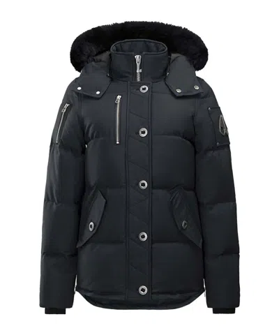 Moose Knuckles Padded Black Jacket With High Collar And Detachable Hood