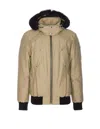 Moose Knuckles Ballistic Cotton Down Bomber W/ Fur Trim In Beige