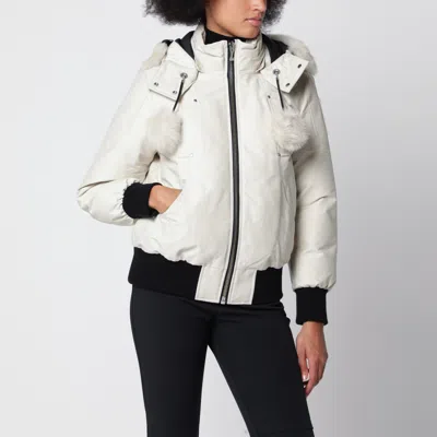 Moose Knuckles Original Debbie Cropped Mini Bomber Jacket With Down And Stretch In White