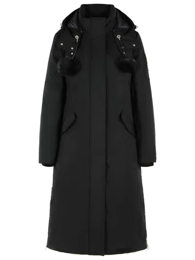 Moose Knuckles 'original Stirling' Long Parka In Black Cotton Blend