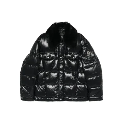 Moose Knuckles Faux-fur Collar Padded Jacket In Black