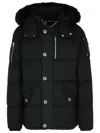Moose Knuckles Forrestville Black Down Jacket With Fixed Hood And Logo Patch On The Sleeve In Cotton Blend Man In Black