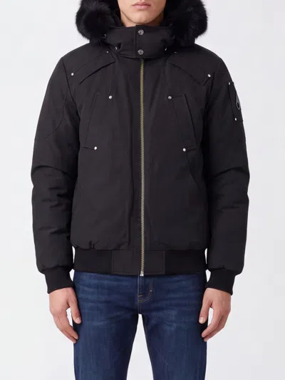 Moose Knuckles Padded Cotton-blend Bomber Jacket With Hood In Black