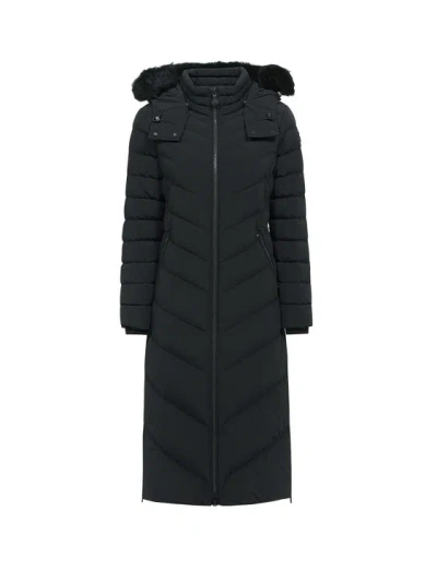 MOOSE KNUCKLES PADDED LONG JACKET WITH REMOVABLE FUR DETAIL
