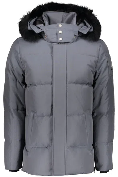 Moose Knuckles Padded Parka With Fur Hood In Grey