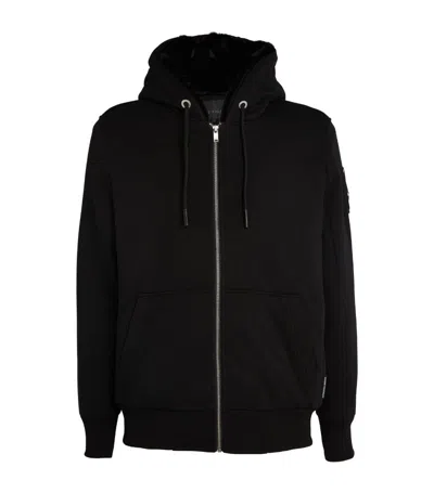 Moose Knuckles Padded Zip-front Hoodie In Black