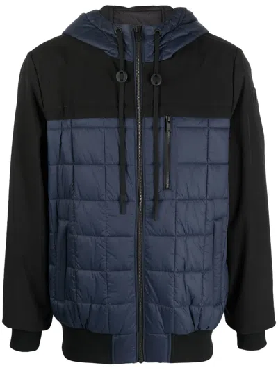 Moose Knuckles Panelled Hooded Padded Jacket In Blau