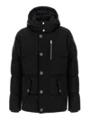 Moose Knuckles Forrestville Black Down Jacket With Fixed Hood And Logo Patch On The Sleeve In Cotton Blend Man In Black