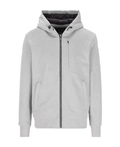 Moose Knuckles Pattern Printed Zipper Hoodie In White