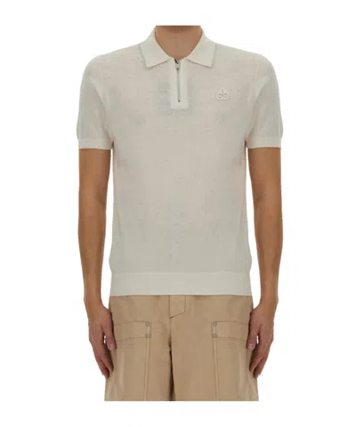 Moose Knuckles Pavillion Zipped Polo Shirt In White