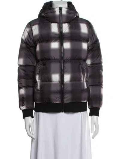 Pre-owned Moose Knuckles Plaid Print Down Jacket In Gray