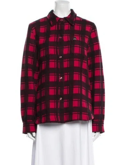 Pre-owned Moose Knuckles Plaid Print Jacket In Red