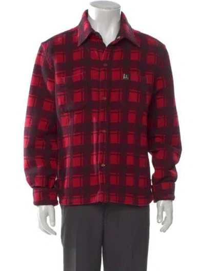 Pre-owned Moose Knuckles Plaid Print Long Sleeve Shirt In Red