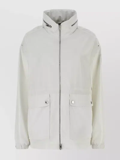 Moose Knuckles Polyester Jacket With Back Flap And Front Pockets In White