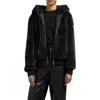Moose Knuckles Portland Bunny Faux Fur Hooded Jacket In Black