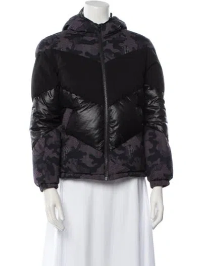 Pre-owned Moose Knuckles Printed Down Jacket In Black