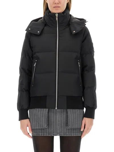 Moose Knuckles Puffy Black Jacket With High Collar