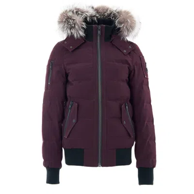 Moose Knuckles Purple Cotton Bomber In Burgundy