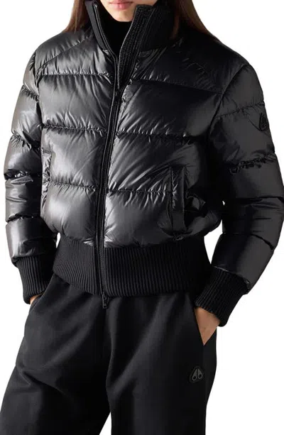 Moose Knuckles Queens 800-fill Power Down Bomber Jacket In Black
