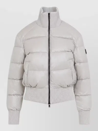 Moose Knuckles Quilted Bomber Jacket In Purple