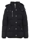 Moose Knuckles Hooded Quilted Jacket Side Pockets In Black