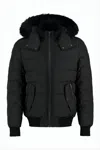 Moose Knuckles Quilted Down Jacket With Fur-trimmed Hood And Front Zipper In Black