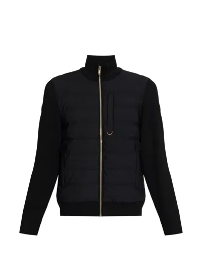 Moose Knuckles Quilted Front Sweater In Black