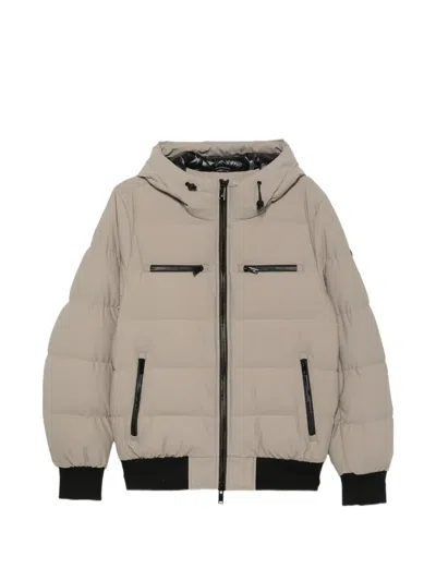 Moose Knuckles Quilted Hooded Jacket In Gray