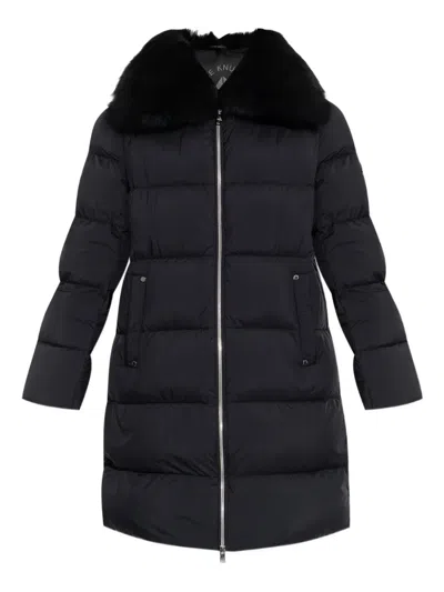 Moose Knuckles Belle Dune Shearling Trim Down Coat In Black