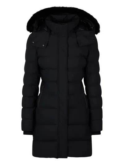Moose Knuckles Quilted Parka With Fur-trimmed Hood And Structured Silhouette In Black