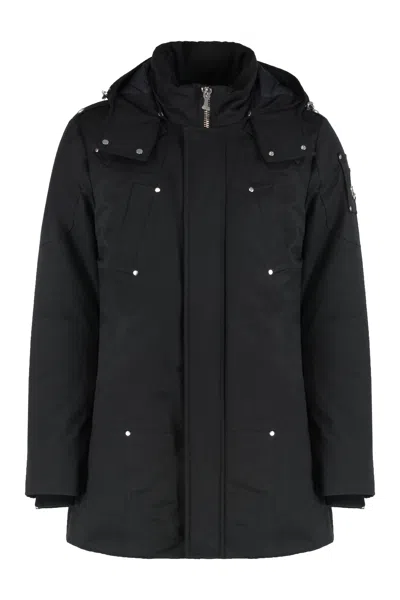 Moose Knuckles Removable Hood Waterproof Cotton Down Parka In Black
