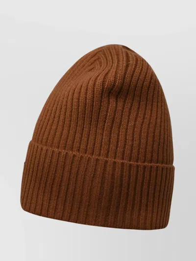 Moose Knuckles Ribbed Knit Cuffed Wool Beanie In Brown