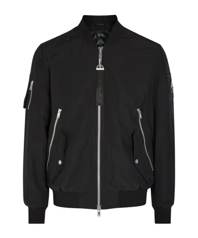 Moose Knuckles Ribbed Stand-collar Aviator Jacket In Black