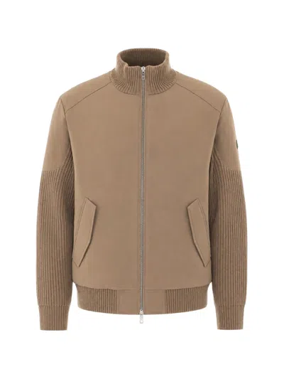 Moose Knuckles Magnus Knit Hybrid Jacket In Burgundy