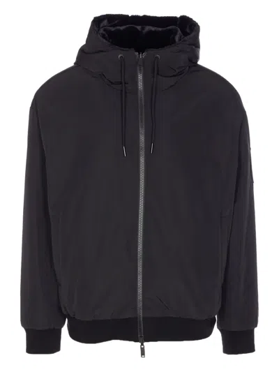 Moose Knuckles Roland Logo-plaque Hooded Jacket In Black