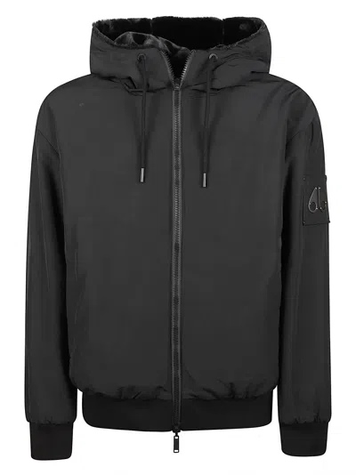 Moose Knuckles Roland Reversible Black Bunny Hooded Jacket In Multi