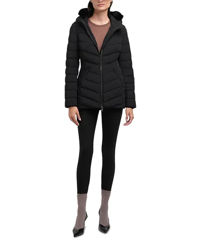 Moose Knuckles Roselawn Shearling Trim Down Jacket In Black