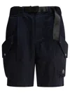 Moose Knuckles Waist Belted Cargo Pocket Elastic Shorts In Blue