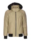 Moose Knuckles Ballistic Cotton Down Bomber W/ Fur Trim In Beige