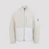 Moose Knuckles Textured Fleece Jacket With Smooth Fabric Panels And High Collar In White